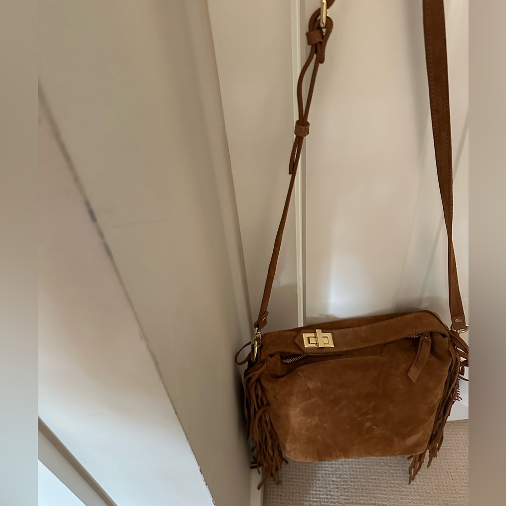 Fringe Suede Tan Claudia Firenze Bag New With Tags - Picture 5 of 5